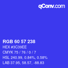 カラーコード: RGB 60 57 238 | qconv.com