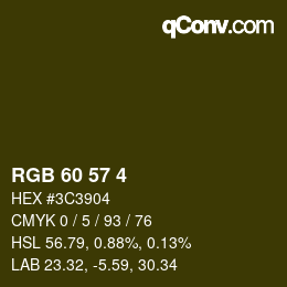 Color code: RGB 60 57 4 | qconv.com