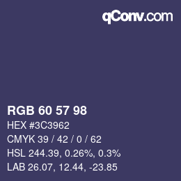 Color code: RGB 60 57 98 | qconv.com