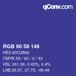 颜色代码: RGB 60 58 146 | qconv.com