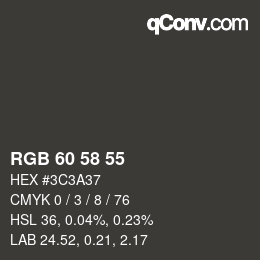 Code couleur: RGB 60 58 55 | qconv.com