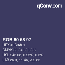 Código de color: RGB 60 58 97 | qconv.com
