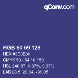 カラーコード: RGB 60 59 128 | qconv.com
