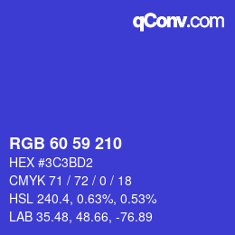 カラーコード: RGB 60 59 210 | qconv.com