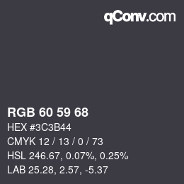 カラーコード: RGB 60 59 68 | qconv.com