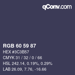 カラーコード: RGB 60 59 87 | qconv.com