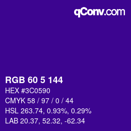 カラーコード: RGB 60 5 144 | qconv.com