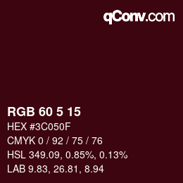 カラーコード: RGB 60 5 15 | qconv.com