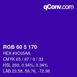 カラーコード: RGB 60 5 170 | qconv.com