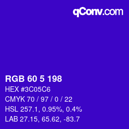 Color code: RGB 60 5 198 | qconv.com