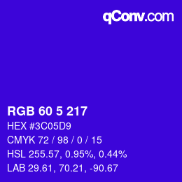 Color code: RGB 60 5 217 | qconv.com