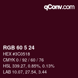 Color code: RGB 60 5 24 | qconv.com