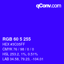 Color code: RGB 60 5 255 | qconv.com