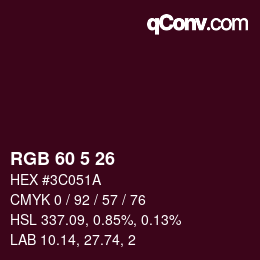 Color code: RGB 60 5 26 | qconv.com