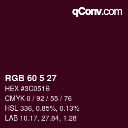 カラーコード: RGB 60 5 27 | qconv.com