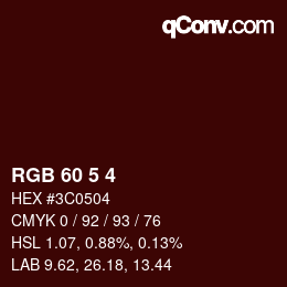 カラーコード: RGB 60 5 4 | qconv.com