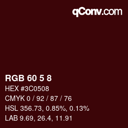 Color code: RGB 60 5 8 | qconv.com