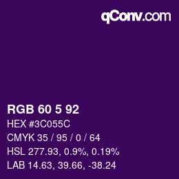 颜色代码: RGB 60 5 92 | qconv.com