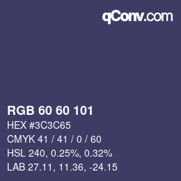 Color code: RGB 60 60 101 | qconv.com
