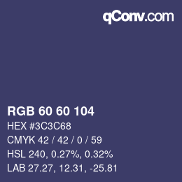 颜色代码: RGB 60 60 104 | qconv.com