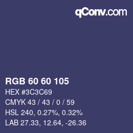 Color code: RGB 60 60 105 | qconv.com