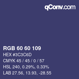 颜色代码: RGB 60 60 109 | qconv.com