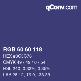 Color code: RGB 60 60 118 | qconv.com
