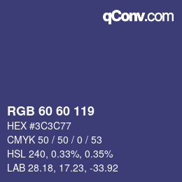 カラーコード: RGB 60 60 119 | qconv.com