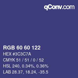 カラーコード: RGB 60 60 122 | qconv.com