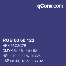 カラーコード: RGB 60 60 123 | qconv.com
