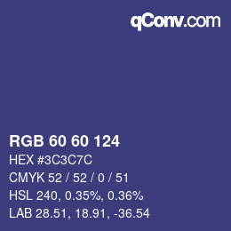 カラーコード: RGB 60 60 124 | qconv.com