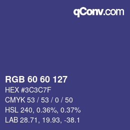 カラーコード: RGB 60 60 127 | qconv.com