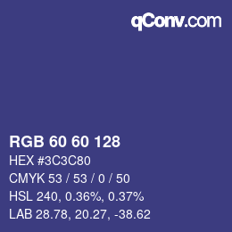 Color code: RGB 60 60 128 | qconv.com