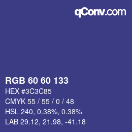 Color code: RGB 60 60 133 | qconv.com