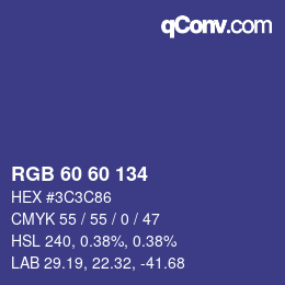 颜色代码: RGB 60 60 134 | qconv.com
