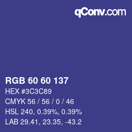 カラーコード: RGB 60 60 137 | qconv.com