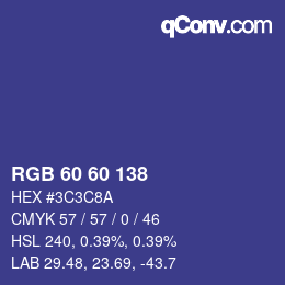 カラーコード: RGB 60 60 138 | qconv.com