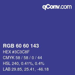 Color code: RGB 60 60 143 | qconv.com