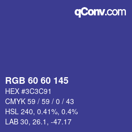 Color code: RGB 60 60 145 | qconv.com