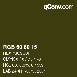 カラーコード: RGB 60 60 15 | qconv.com