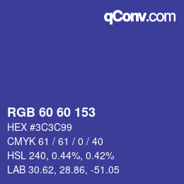 カラーコード: RGB 60 60 153 | qconv.com