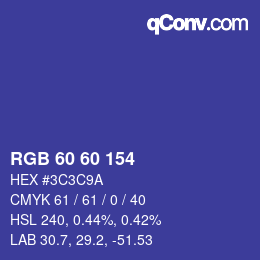 カラーコード: RGB 60 60 154 | qconv.com