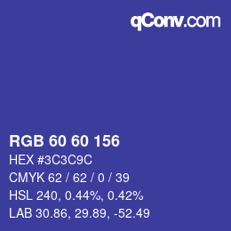Farbcode: RGB 60 60 156 | qconv.com