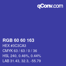 Color code: RGB 60 60 163 | qconv.com