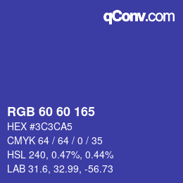 Color code: RGB 60 60 165 | qconv.com