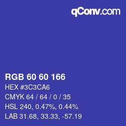 Color code: RGB 60 60 166 | qconv.com