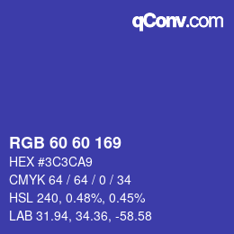 カラーコード: RGB 60 60 169 | qconv.com
