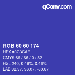 Color code: RGB 60 60 174 | qconv.com