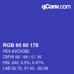Color code: RGB 60 60 178 | qconv.com