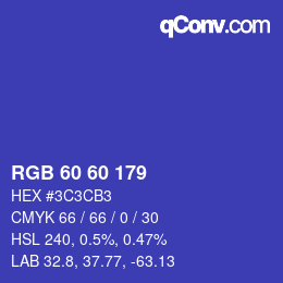 颜色代码: RGB 60 60 179 | qconv.com